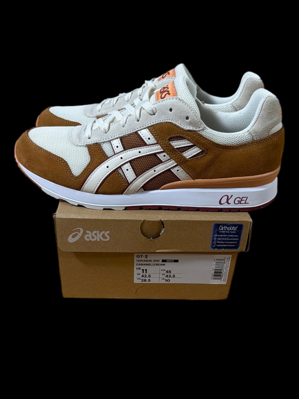 Asics Caramel and Cream GT-II Retro Runner Size 11